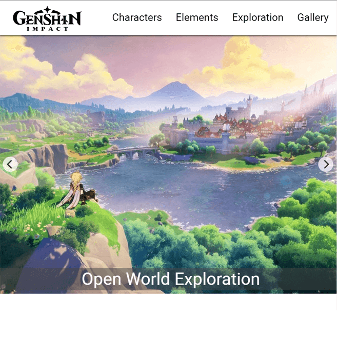 genshin site global navigation and banner