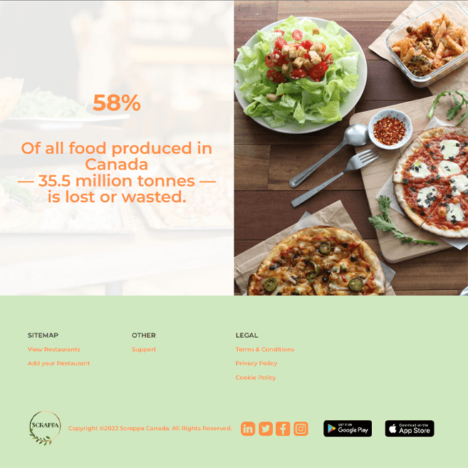 food waste info section and footer